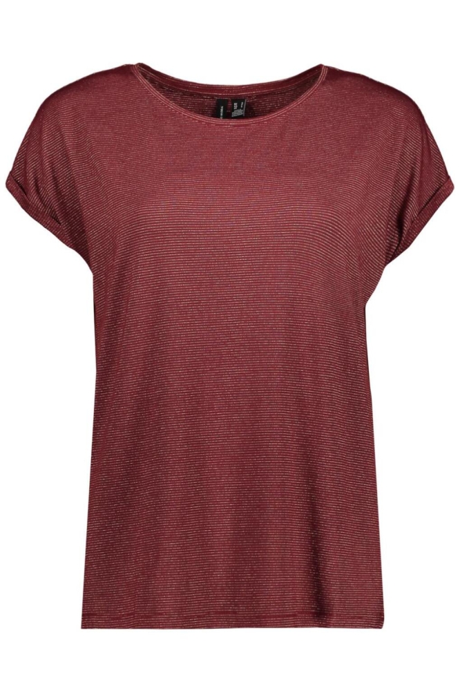 VMLAVA GLITTER SS TOP STRIPE GA JRS 10250488 Syrah/GOLD LUREX